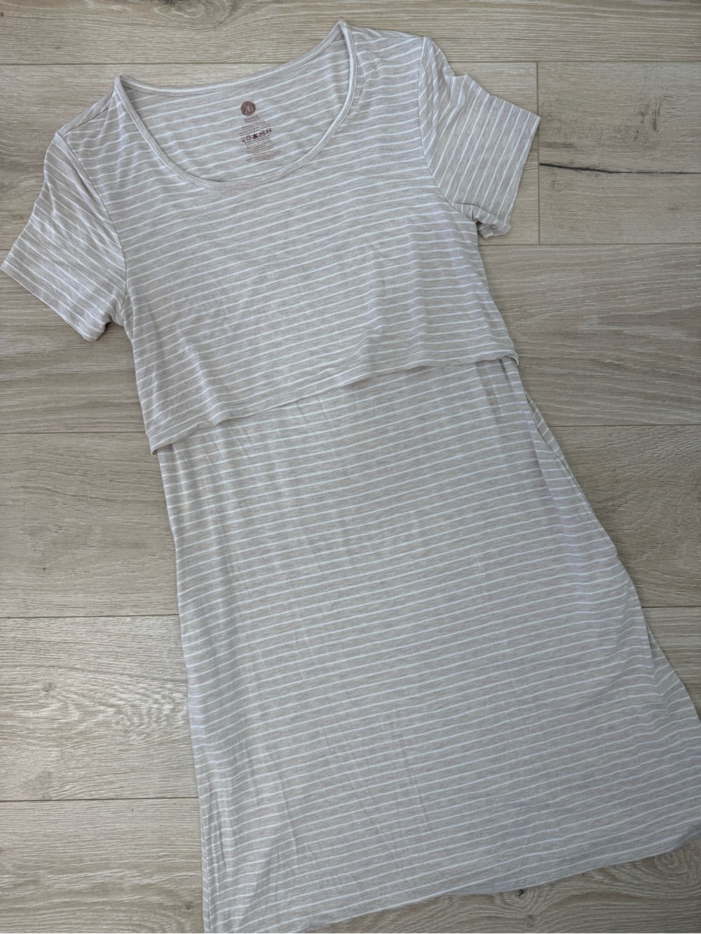 Kindred Bravely Tan Striped Nursing Dress